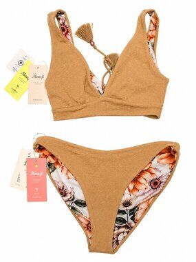 Maaji Reversible Textured Floral Bikini Bottom Size M NWT